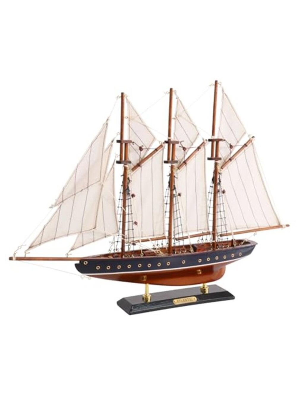 19" Atlantic Sailboat Model - Nautical Wooden Schooner Home Decor Model Ship